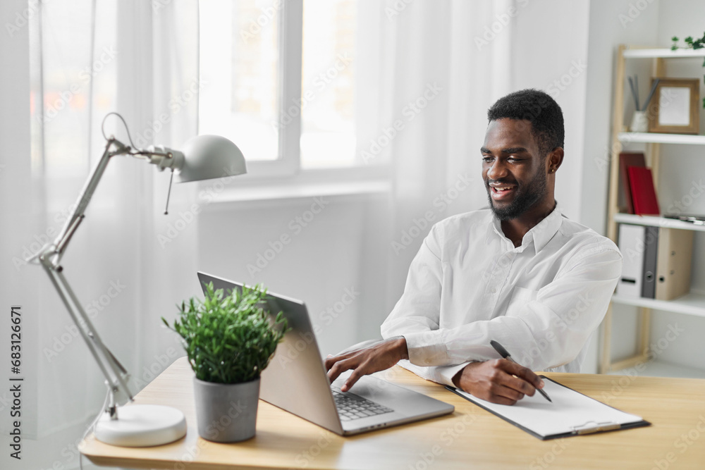 african man job manager freelancer student online american education laptop office computer african man job manager freelancer student online american education laptop office computer