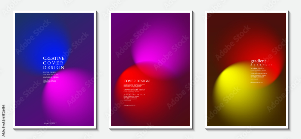 Posters collection of graphic design and print media ideas. Blurred background with modern abstract gradient pattern. Vector Illustrator EPS