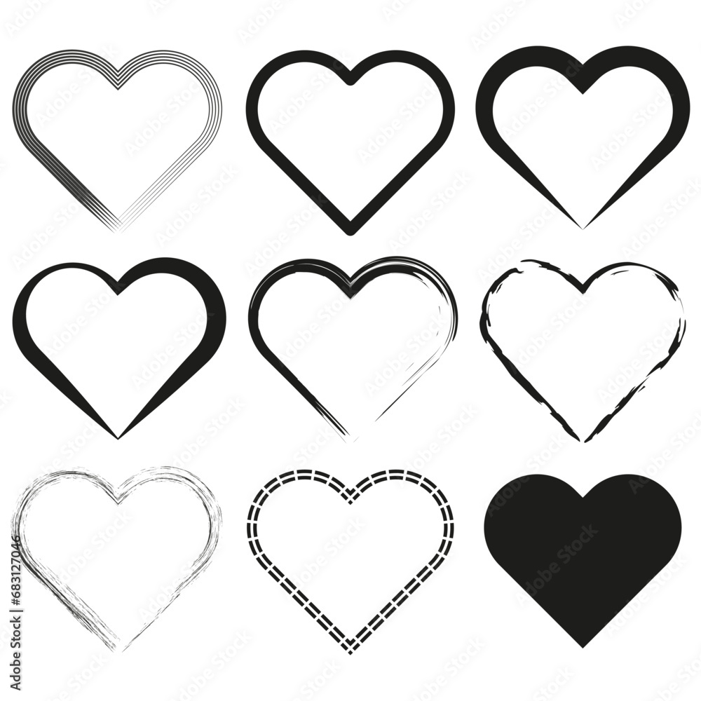 Heart line icon set. Love symbol. Vector illustration. EPS 10. Stock image. Heart line icon set. Love symbol. Vector illustration. EPS 10. Stock image.