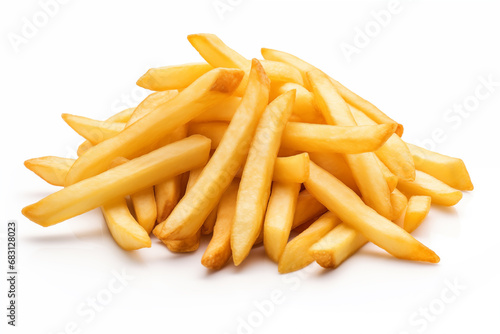 Portion of fried potatoes isolated on white background