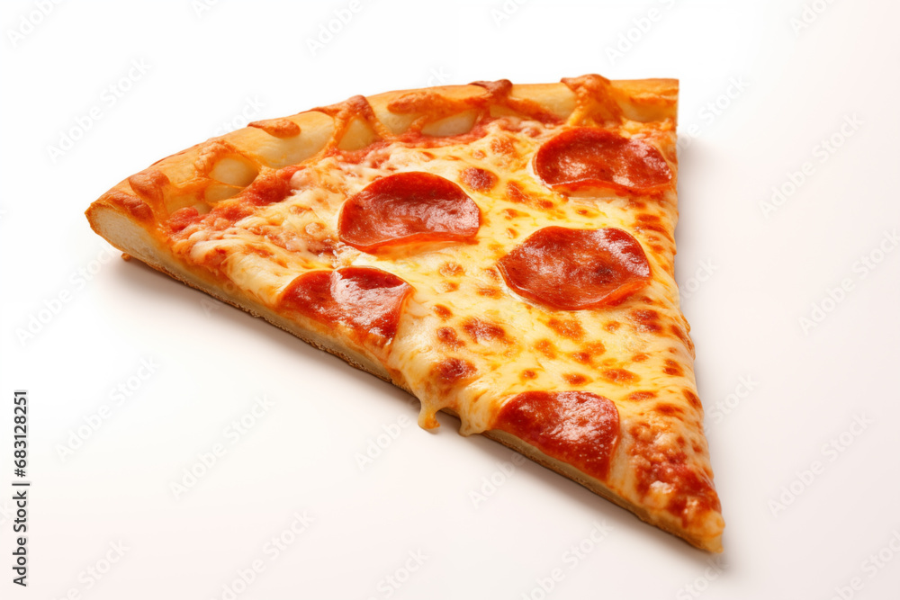 Slice of Italian pizza isolated on white background Slice of Italian pizza isolated on white background