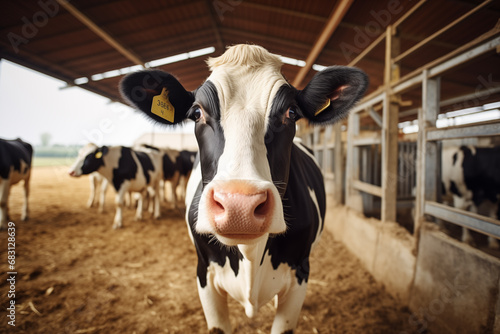 Cow head close up on a farm