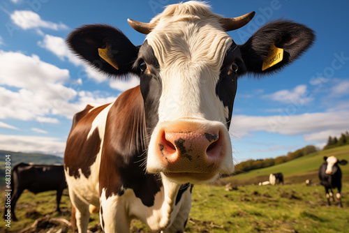Cow head close up on a farm