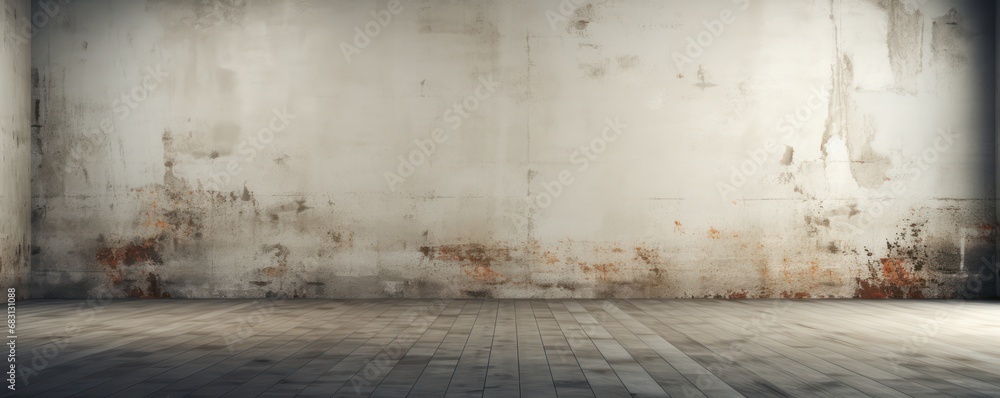 Fototapeta premium Empty room for product display or mock up. Indoor dirty floor and wall.
