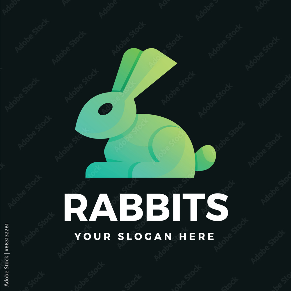 Rabbit logo vector illustration gradient style Rabbit logo vector illustration gradient style
