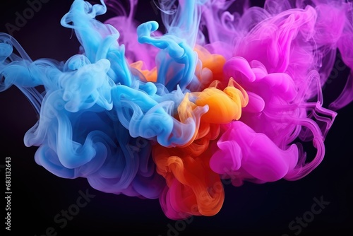 Colorful smoke swirls around suspended in space . GENERATIVE AI