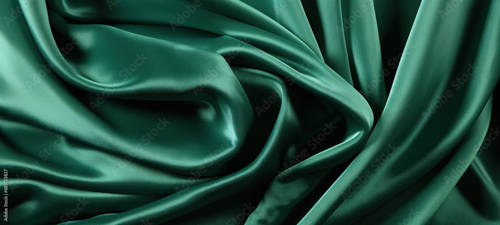 Obraz premium Luxurious Emerald Green Silk Fabric Waves
