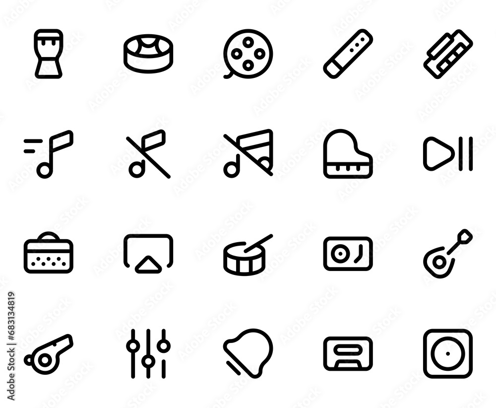 Music Audio line icon sheet Music Audio line icon sheet