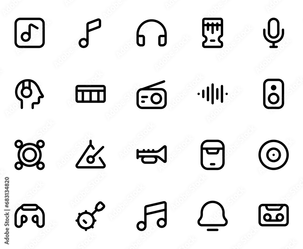 Music Audio line icon sheet Music Audio line icon sheet