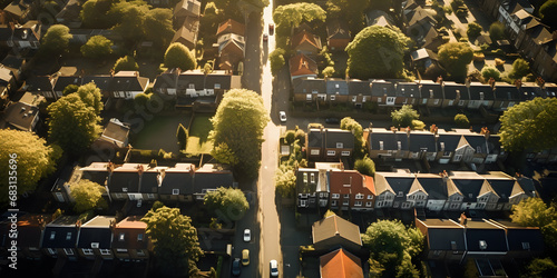 Aerial view of a residential area in the city