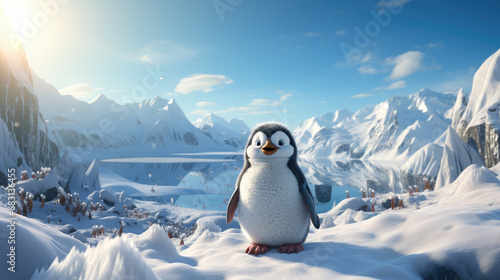 cute penguin on the snow © akarawit
