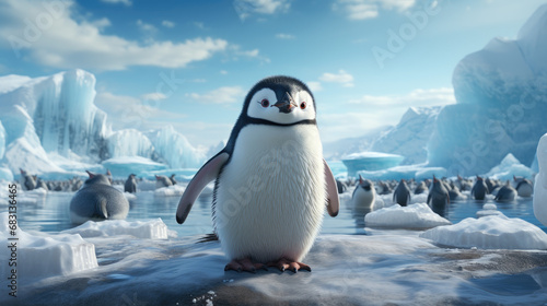 cute penguin on the snow