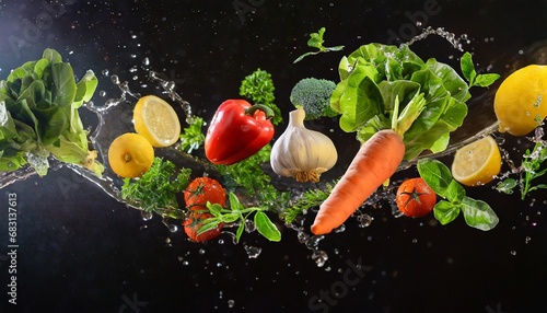Fresh vegetables on a dark background