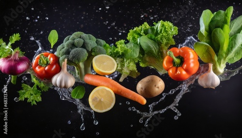 Fresh vegetables on a dark background