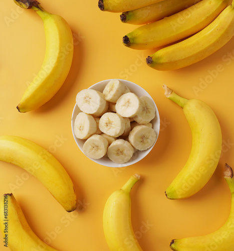신선한 바나나의 단면
