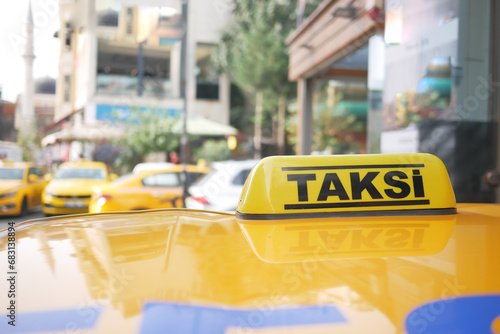 Taxi car in the street in Istanbul  photo
