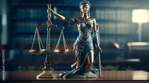 Lady Justice: Close-Up Law Theme with Judge's Mallet and Law Enforcement, Ultra-HD, Super-Resolution photo