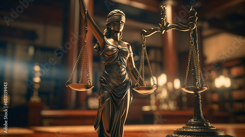Lady Justice: Close-Up Law Theme with Judge's Mallet and Law Enforcement, Ultra-HD, Super-Resolution photo