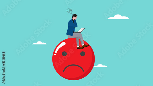 tired businessman illustration with the concept of a businessman who is tired or frustrated with modern design style, emotional burnout and depression from hard work, character was mental problem