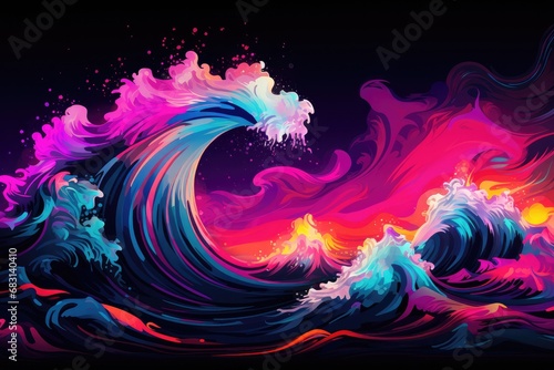 Neon wave background 