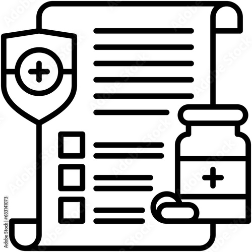 Medicare Icon. Health Medical Plan Pictogram Graphic Illustration. Isolated Simple Line Icon For Infographic, App and Web Button.