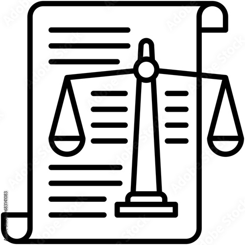 Legislation Icon. Advocate Law Judgement Book Pictogram Graphic Illustration. Isolated Simple Line Icon For Infographic, App and Web Button.