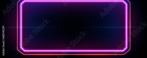 Neon Frame with Glow, and Sparkles. Electronic Luminous Parallelogram Frame in Red Colors, for Entertainment Message or Promotion Theme on Dark Background