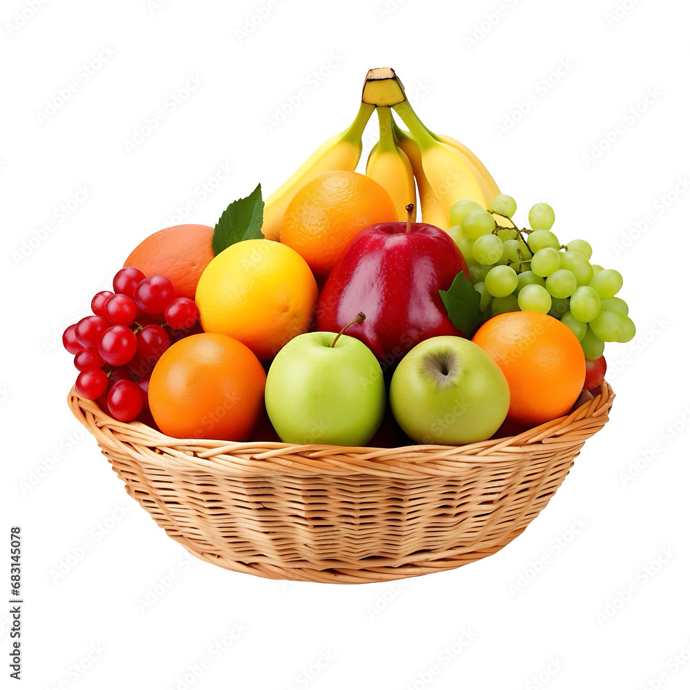 Mixed fruit in a basket Mixed fruit in a basket