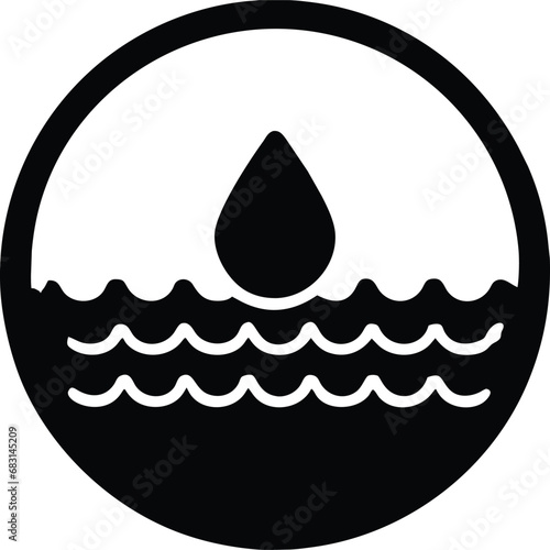 An icon representing a water drop logo symbol symbolizing falling water.