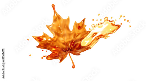 caramel syrup drop and splash element on isolated background