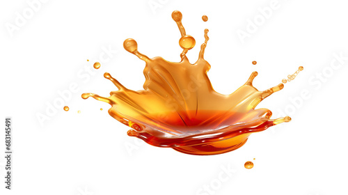 caramel syrup drop and splash element on isolated background
