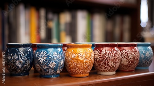 Coloured dutch delftware pottery.UHD wallpaper photo