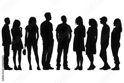 silhouette group of people isolated on transparent background - design element PNG cutout collection photo