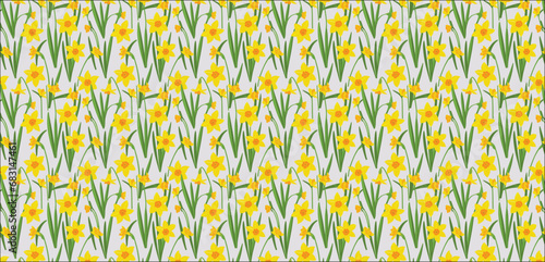 pattern with flowers, vector seamless pattern daffodil flowers yellow
