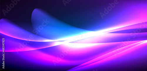 Dynamic waves in ethereal glow of neon lights. Concept merges fluidity of motion with vibrant allure of neon, crafting entrancing backdrop that embodies both vitality and futuristic sophistication