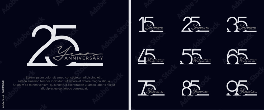 set of anniversary logo white color on brown background for celebration moment set of anniversary logo white color on brown background for celebration moment