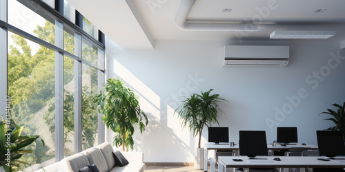 An air conditioning unit operating in a sleek, modern office space photo