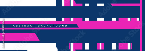 Blue and pink trendy abstract wide banner background with modern geometric shapes. Vector illustration