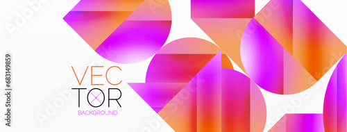 Serene gradient template. Circles and triangles mingle in minimalist perfection. Gentle fusion of forms and hues creates balanced yet captivating backdrop, embodying modern sophistication