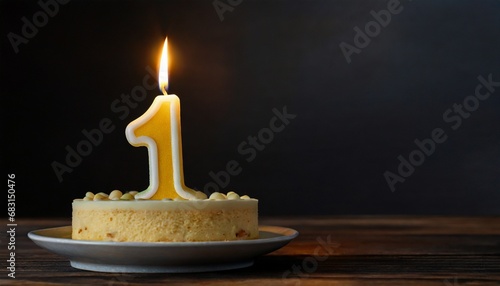 Candle on a cake alone - 1st anniversary