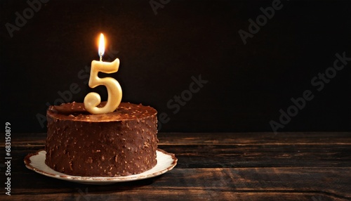 Candle on a cake alone - 5th anniversary photo