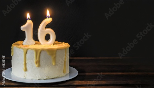 Candle on a cake alone - 16th anniversary