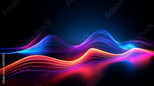 abstract colorful wave luminous neon light waves