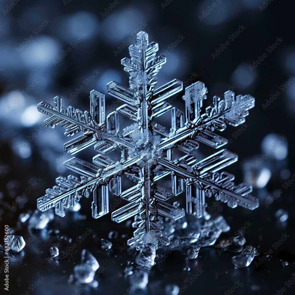 A close-up of a snowflake with its intricate patterns and ,Winter Graphics, Winter Graphics image idea, Illustration A close-up of a snowflake with its intricate patterns and ,Winter Graphics, Winter Graphics image idea, Illustration