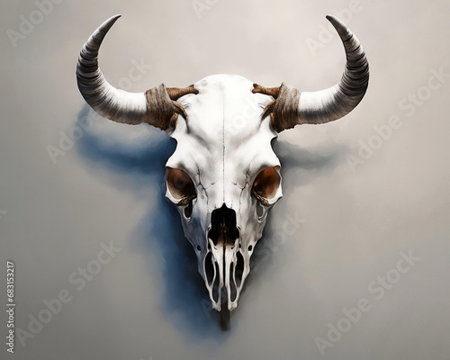Bull's skull on a gray light background