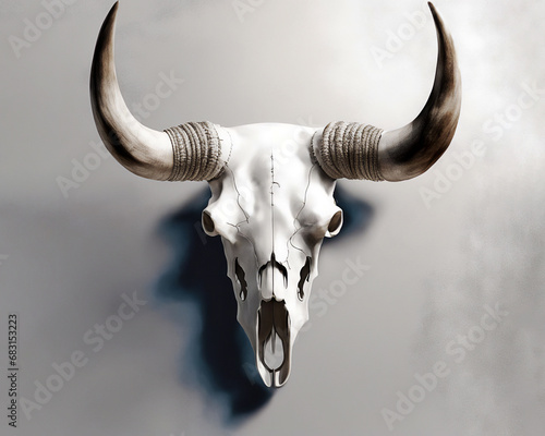 Bull's skull on a gray light background