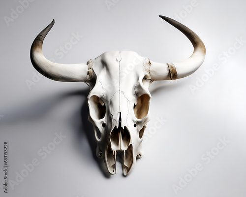Bull's skull on a gray light background