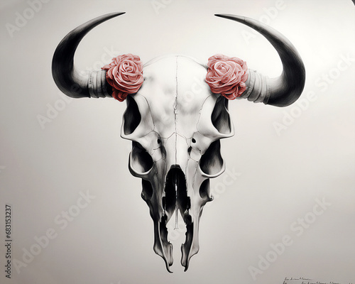 Bull's skull on a gray light background