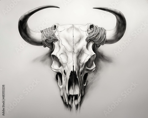 Bull's skull on a gray light background