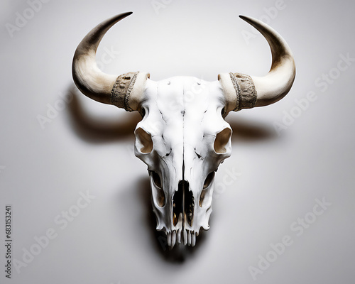 Bull's skull on a gray light background